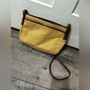 Vermont country Store Canvas & leather shoulder purse Crossbody Bag khakis tan